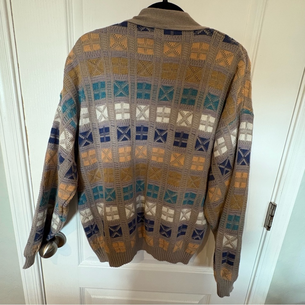 Vintage Saks Fifth Avenue Multicolor Patterned Cardigan Large - Picture 3 of 10